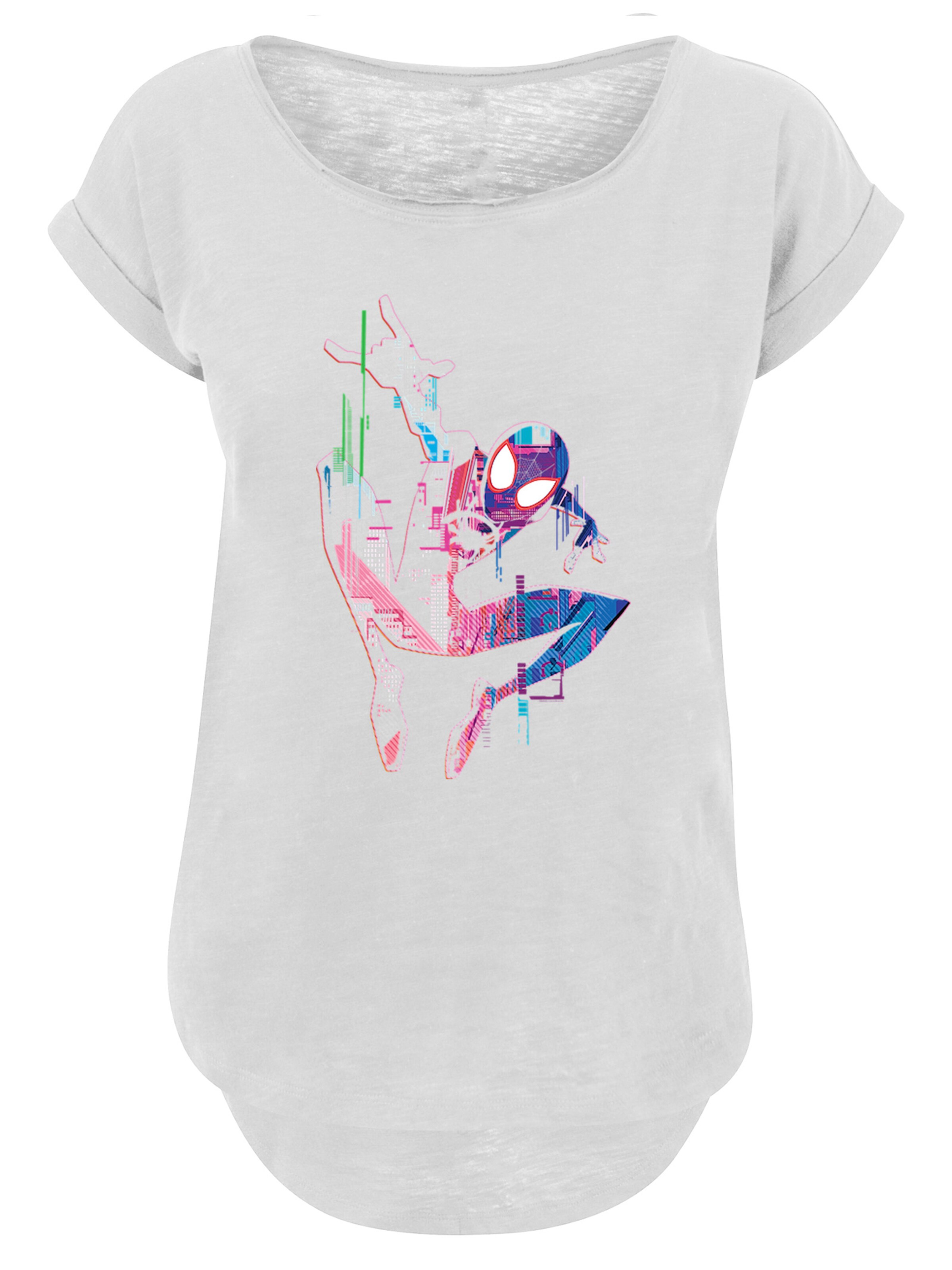 Maglietta 'Marvel Spider-Man Into The Spider-Verse City' di F4NT4STIC in bianco: frontale