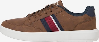 Sportbačiai be auliuko 'JFWJOHNSON' iš JACK & JONES, spalva – tamsiai mėlyna / ruda (konjako) / tamsiai raudona / balta, Prekių apžvalga