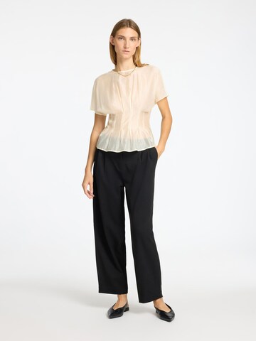 SELECTED Wide leg Bandplooibroek in Zwart