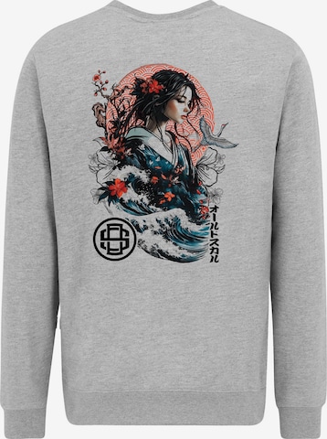 Oldskull Sweatshirt 'Asian Blossom Queen' in Grau: Vorderseite