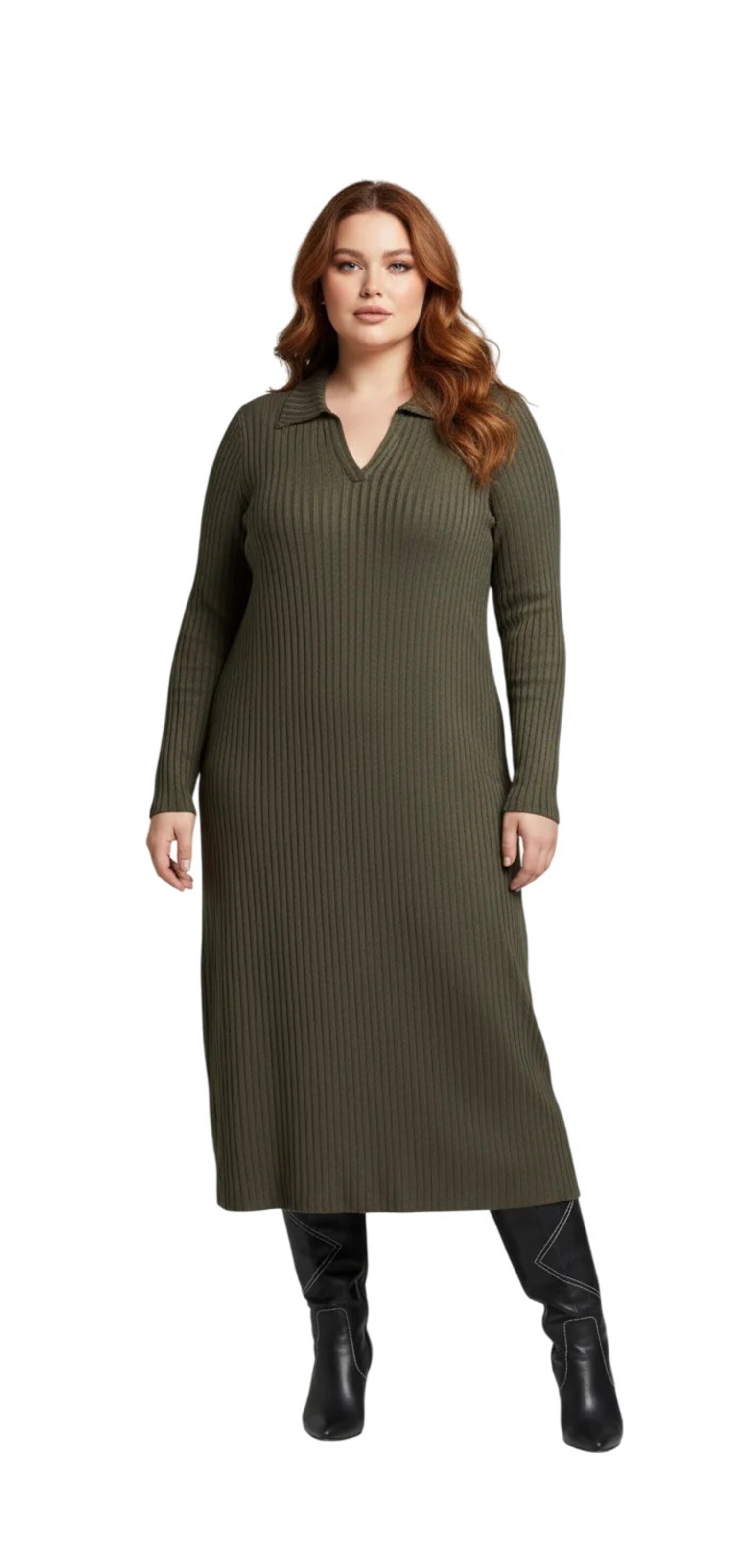 Shape Of You Strickkleid in Grün: Vorderseite