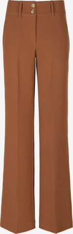 Fadenmeister Berlin Wide leg Pleated Pants in Brown: front