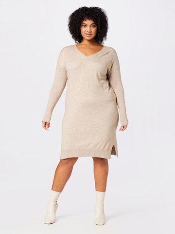 ONLY Carmakoma Knitted dress 'Ibi' in Beige: front