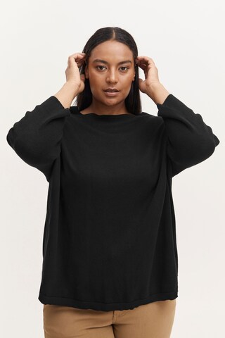Fransa Curve Sweater 'BLUME' in Black: front