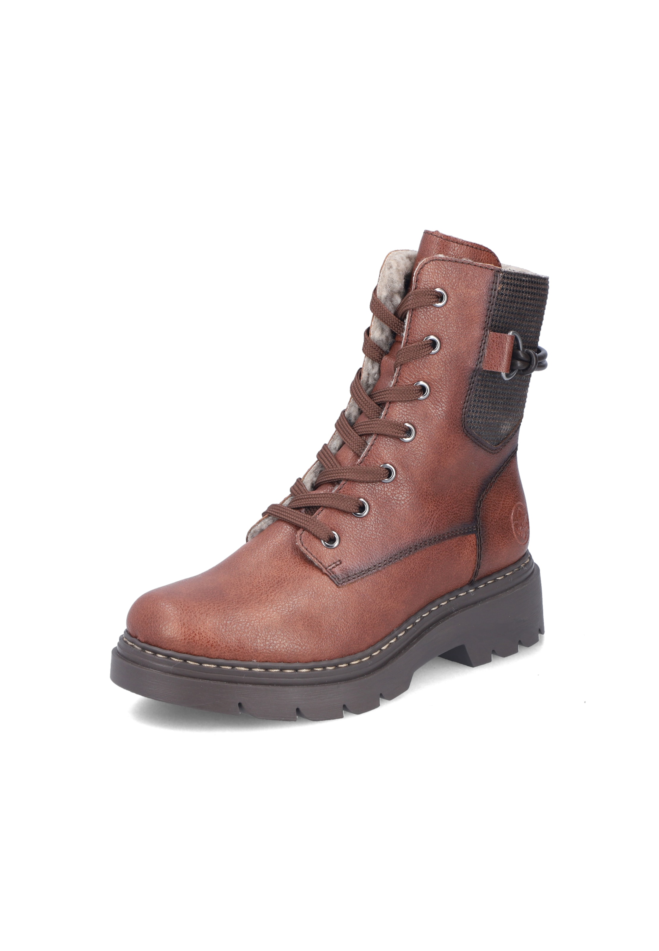 Rieker - Botines con cordones en marrón: frente