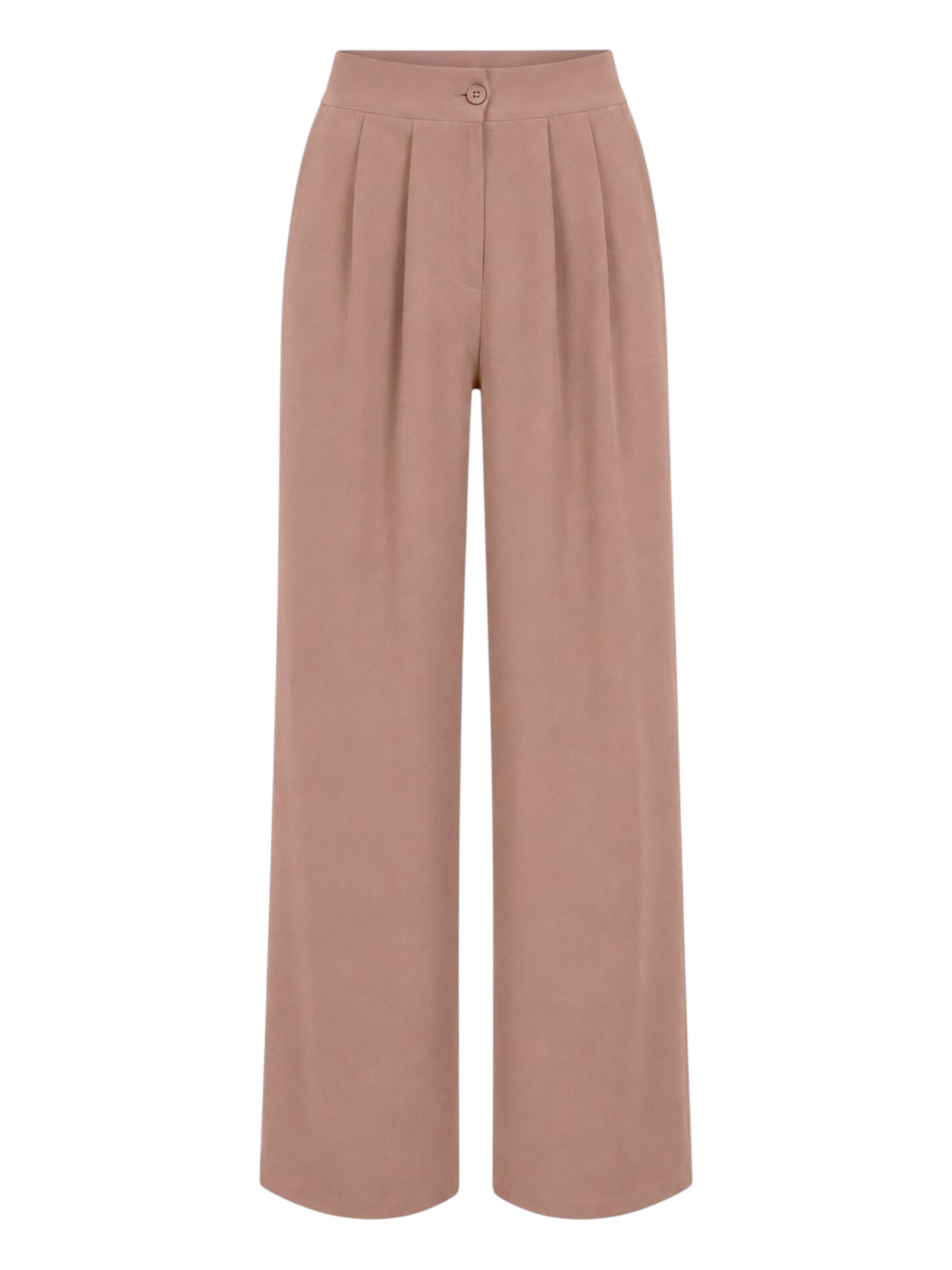 fashionshowcase - Pierna ancha Pantalón plisado 'ALYA' en beige: frente