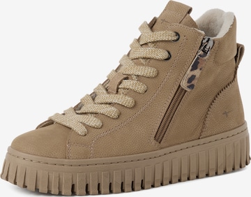 Tamaris - Botines con cordones en beige: frente