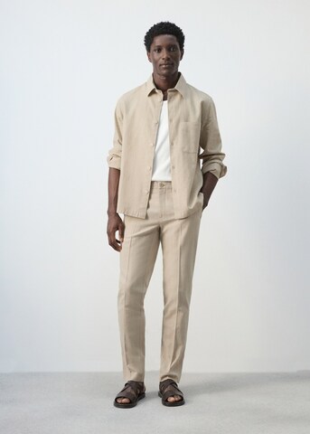 MANGO MAN Slim fit Pleated Pants 'Rainier' in Beige: front