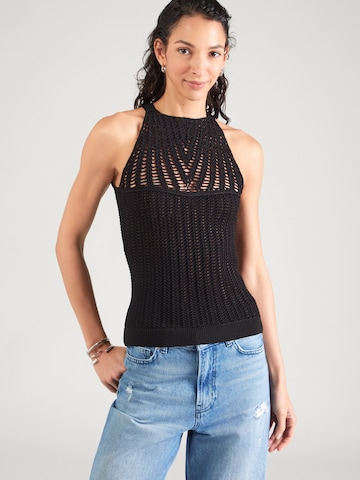 IRO Плетен топ в черно: отпред