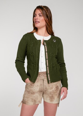 SPIETH & WENSKY Knit Cardigan 'Seerose' in Green: front
