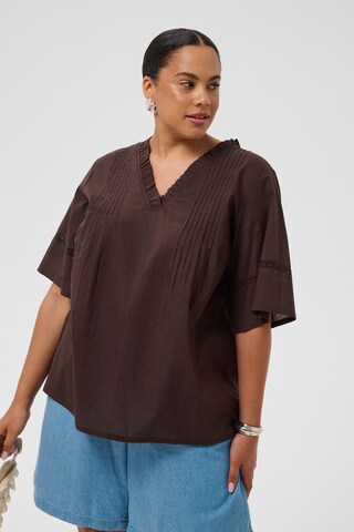 KAFFE CURVE Blouse 'KCvaleria' in Brown: front