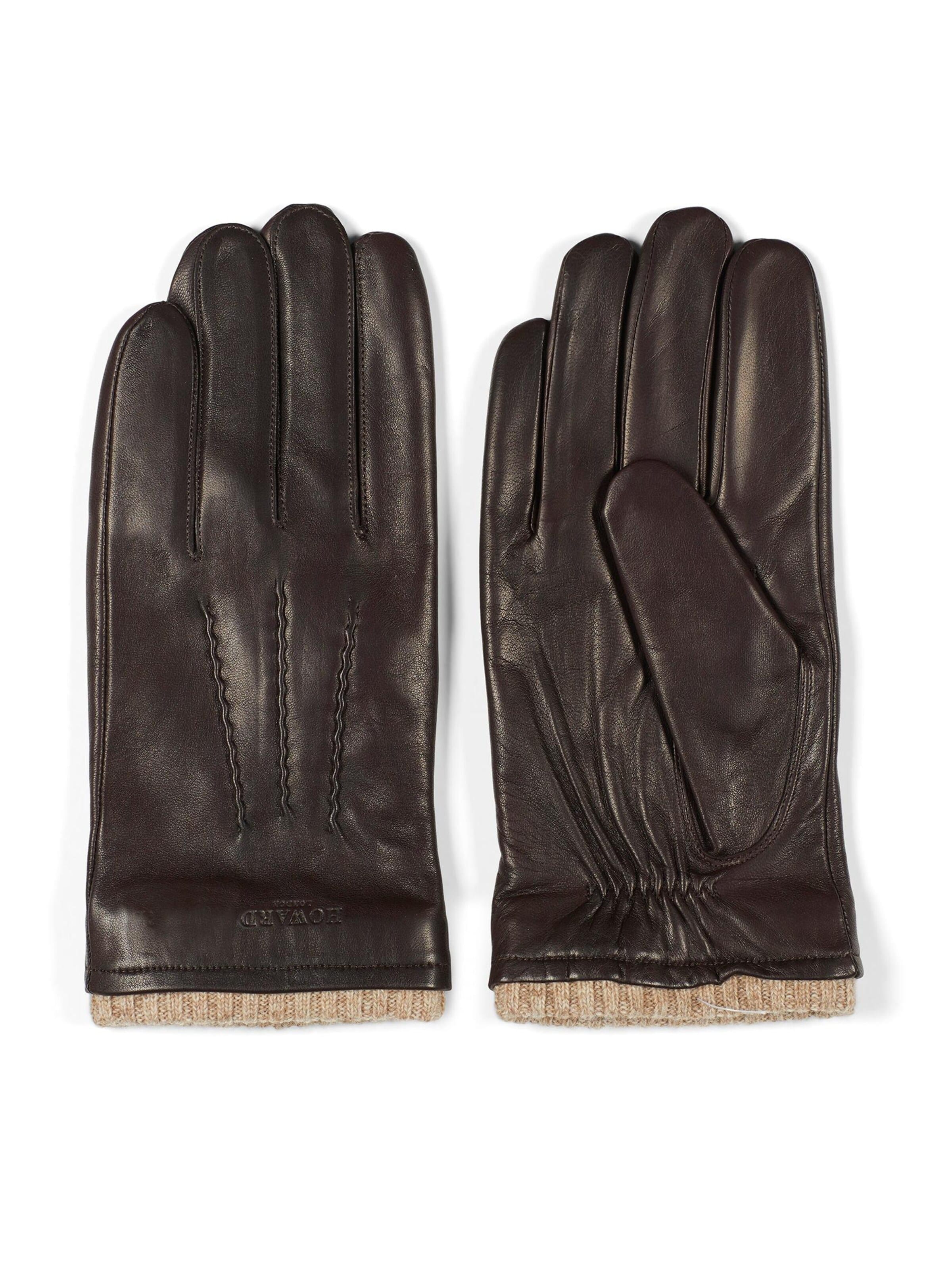 Howard London - Guantes con dedos 'Leather Gloves Ted Dark Brown' en marrón: frente