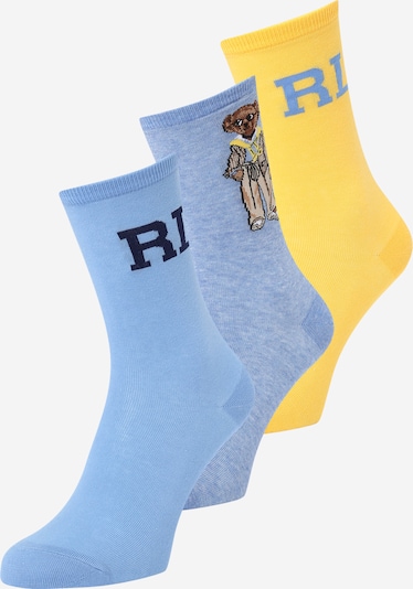 Polo Ralph Lauren Chaussettes en marine / bleu clair / bleu chiné / jaune, Vue avec produit