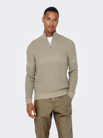 Only & Sons Sweater in Beige: front