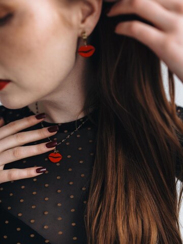 RADADA Earrings 'Golden Crown & Red Lips' in Red