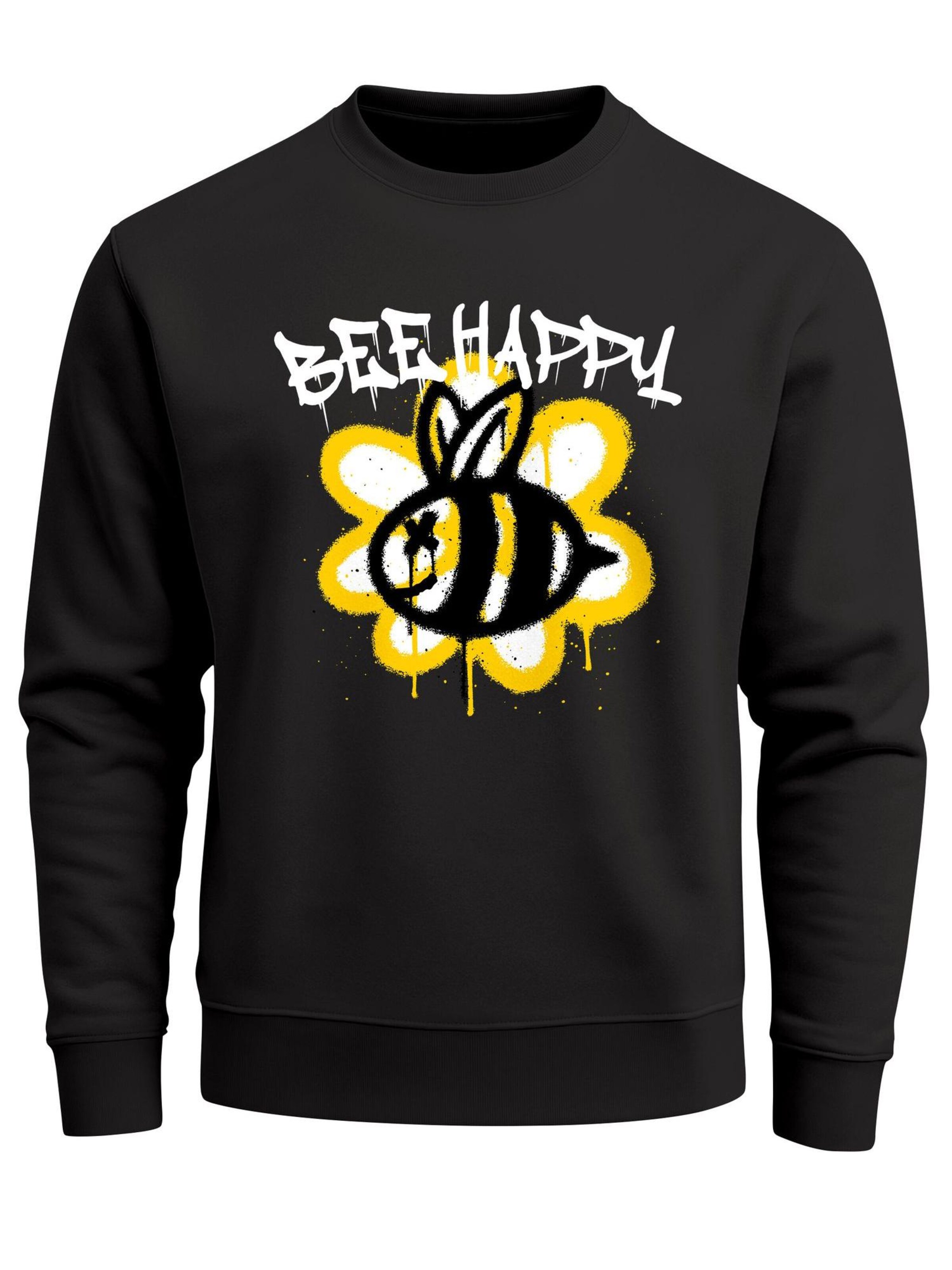 Neverless Sweatshirt 'Bee Happy'‌‌‌‌‌‌‌‌ in Schwarz: Vorderseite