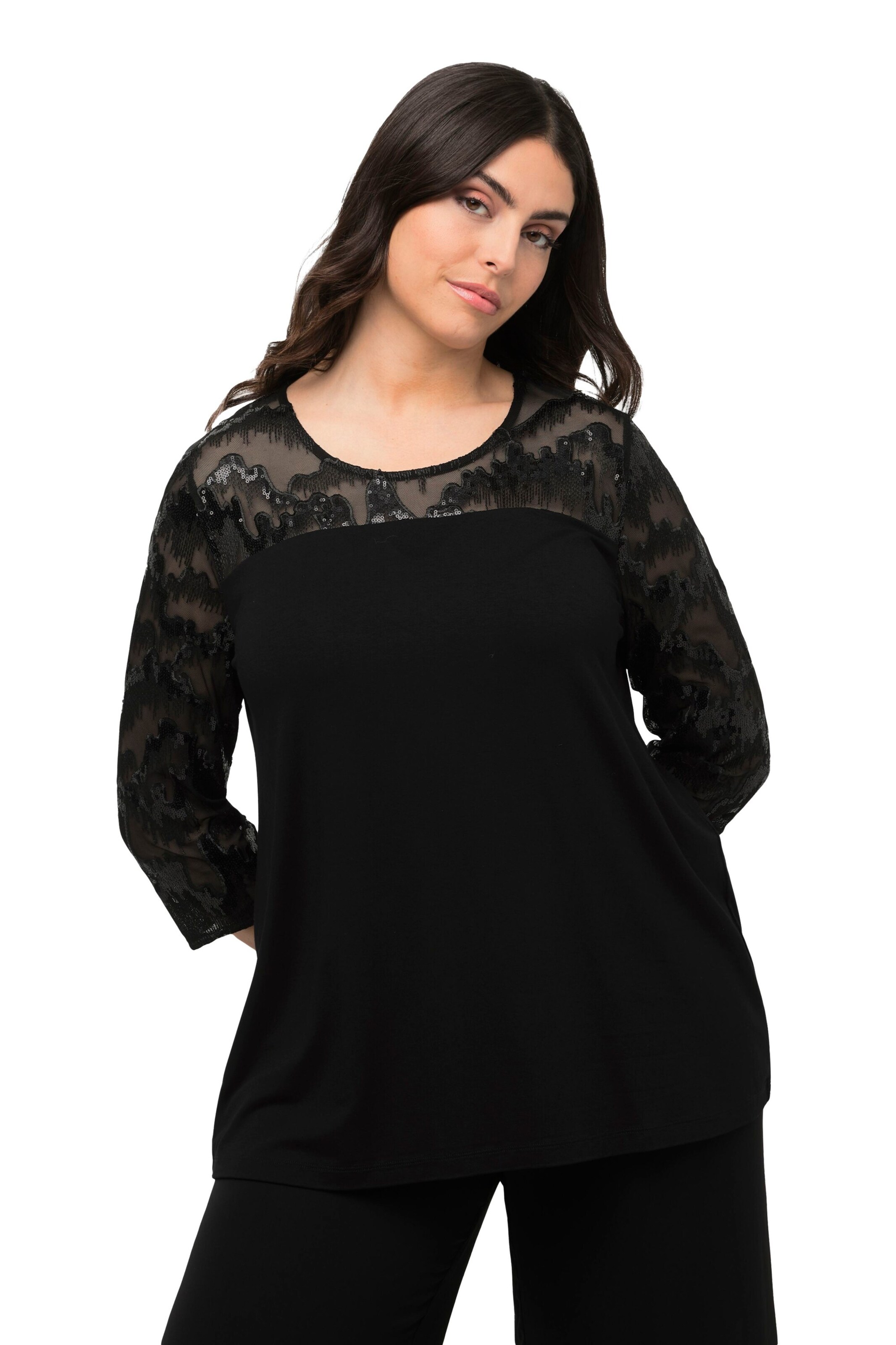 Camicia da donna di Ulla Popken in nero: frontale