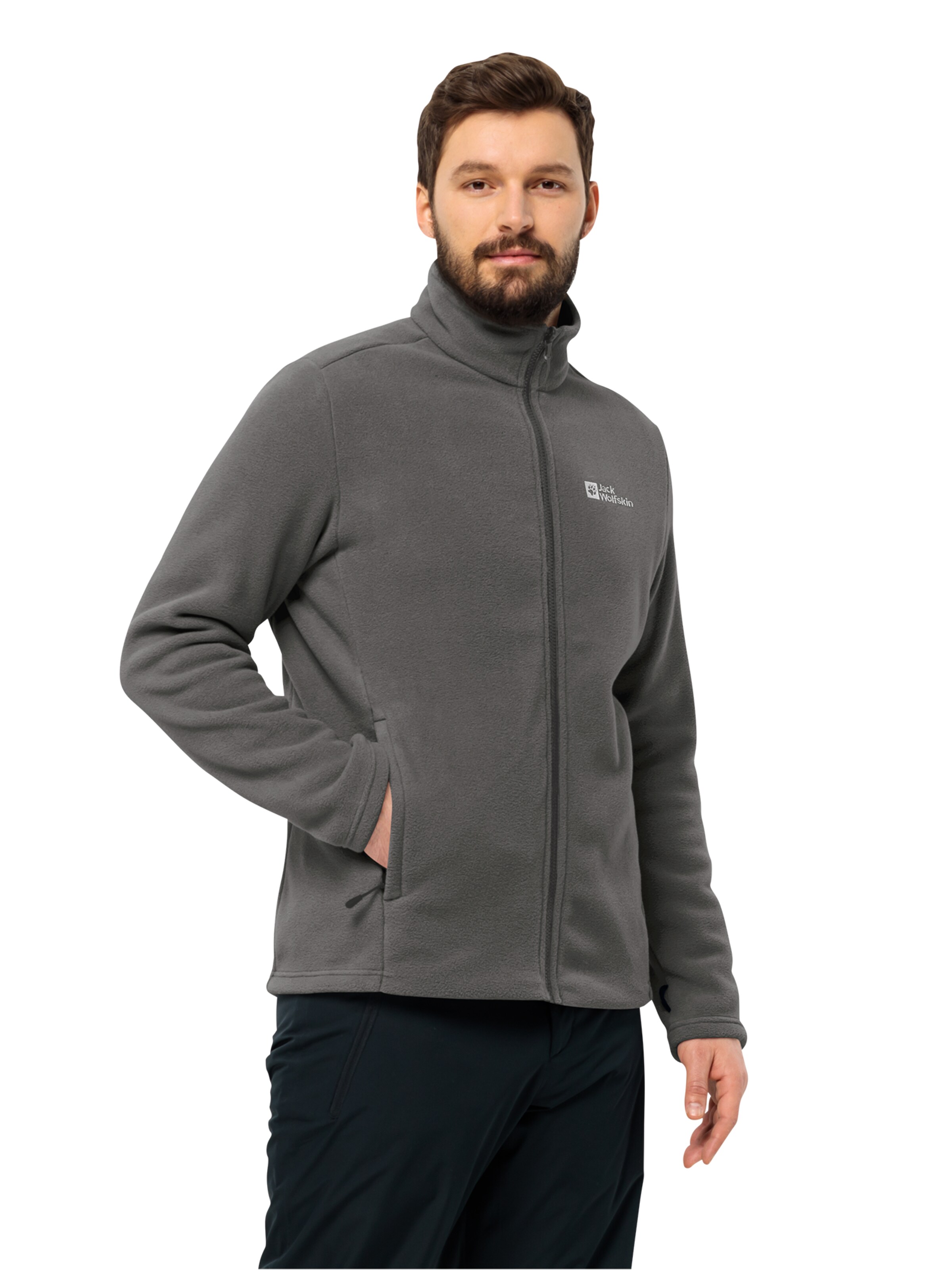JACK WOLFSKIN Funktionsfleecejacka 'Winterstein' i grå: framsida