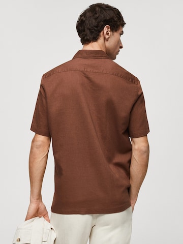 MANGO MAN Regular fit Button Up Shirt 'Ants' in Brown