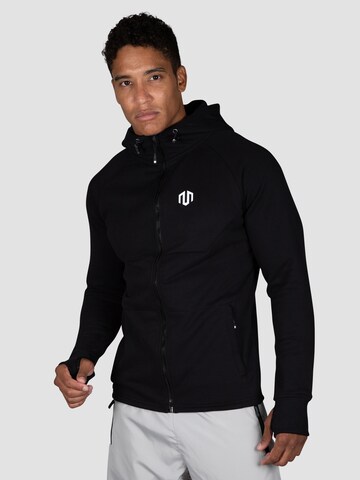 MOROTAI Athletic Zip-Up Hoodie in Black: front