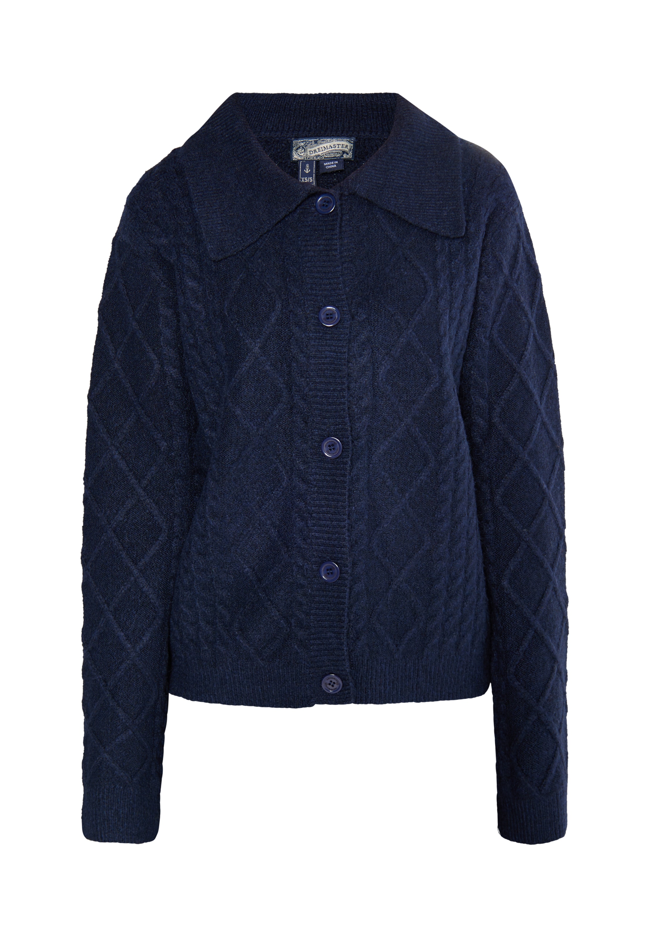 DreiMaster Vintage Gebreid vest 'Incus' in Blauw: voorkant