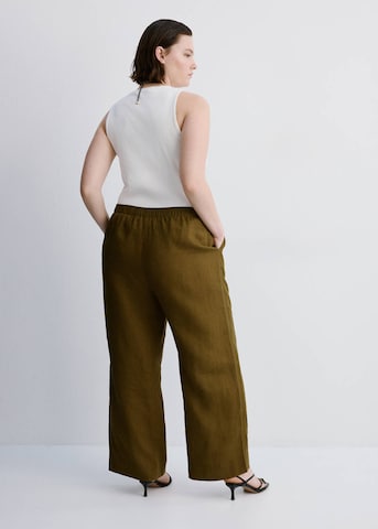 MANGO Regular Pants 'Lino' in Green