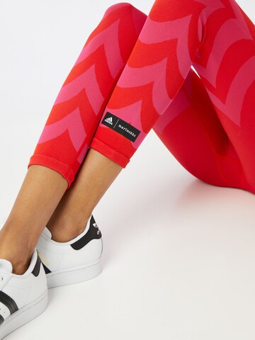 ADIDAS PERFORMANCE Skinny Workout Pants in Red