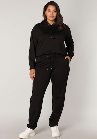 BASE LEVEL CURVY Regular Pleat-Front Pants in Black