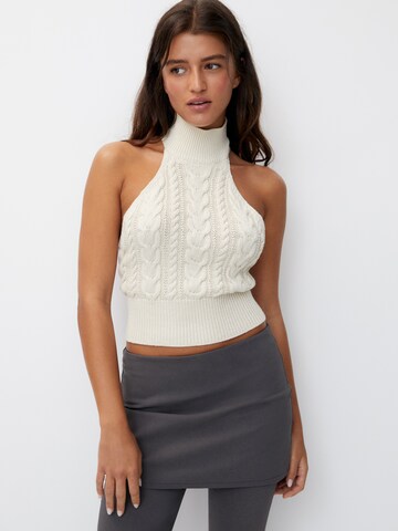 Pull&Bear Gebreide top in Beige: voorkant