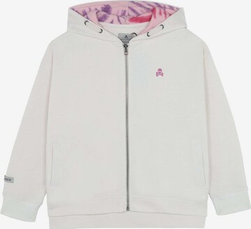 Scalpers Zip-Up Hoodie in White: front
