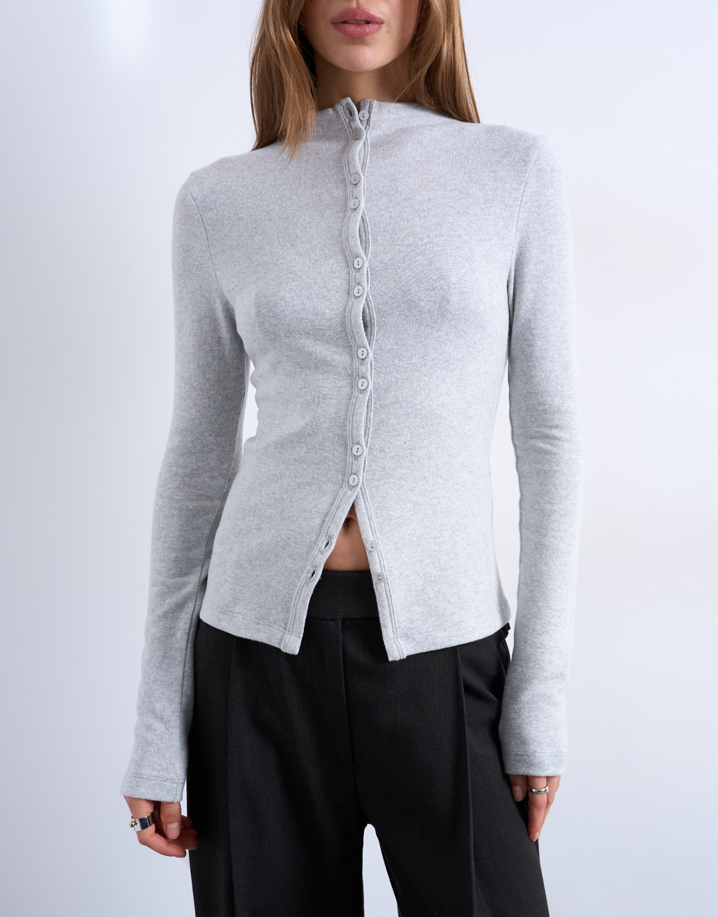 TOPSHOP Knit Cardigan 'AGRETE' in Light Grey | ABOUT YOU