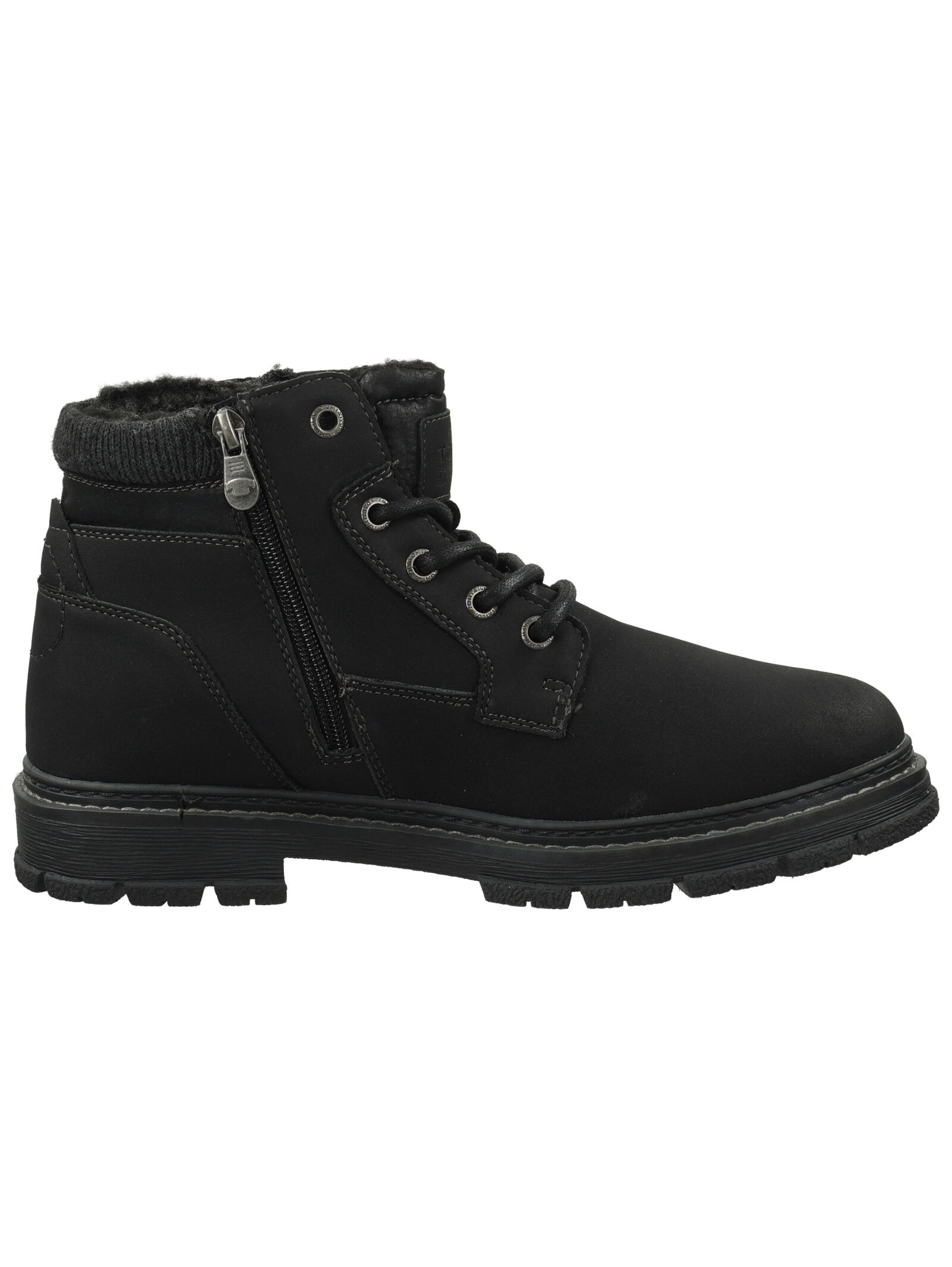 TOM TAILOR Schnürboots in Schwarz