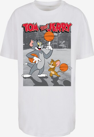 F4NT4STIC Oversized Shirt 'Tom und Jerry Basketball Buddies' in White: front