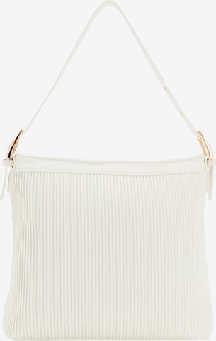 Borsa a spalla di faina in bianco: frontale