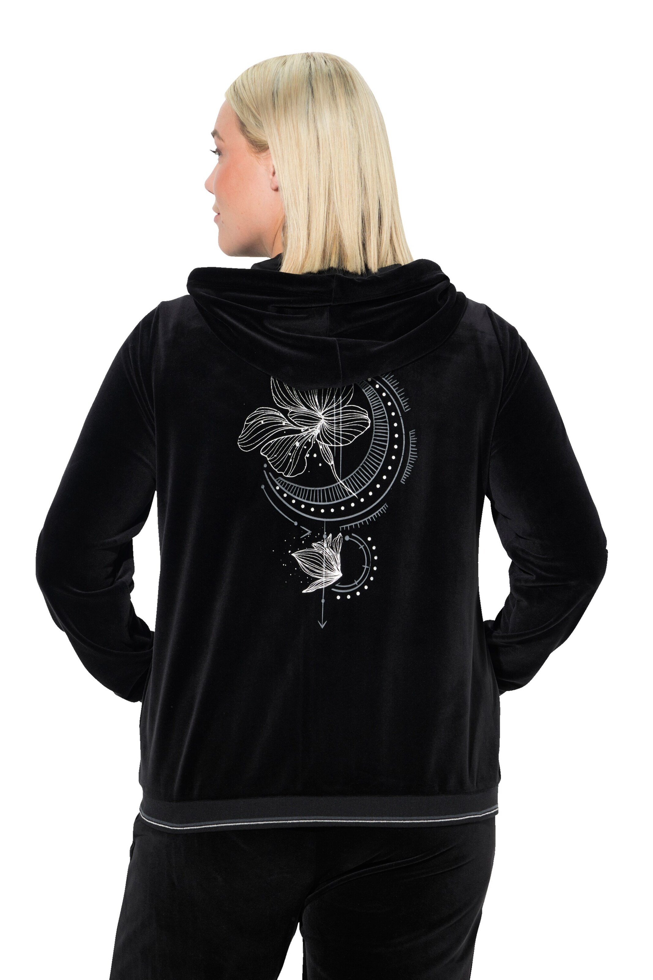 Ulla Popken Sweatjacke in Schwarz: Vorderseite