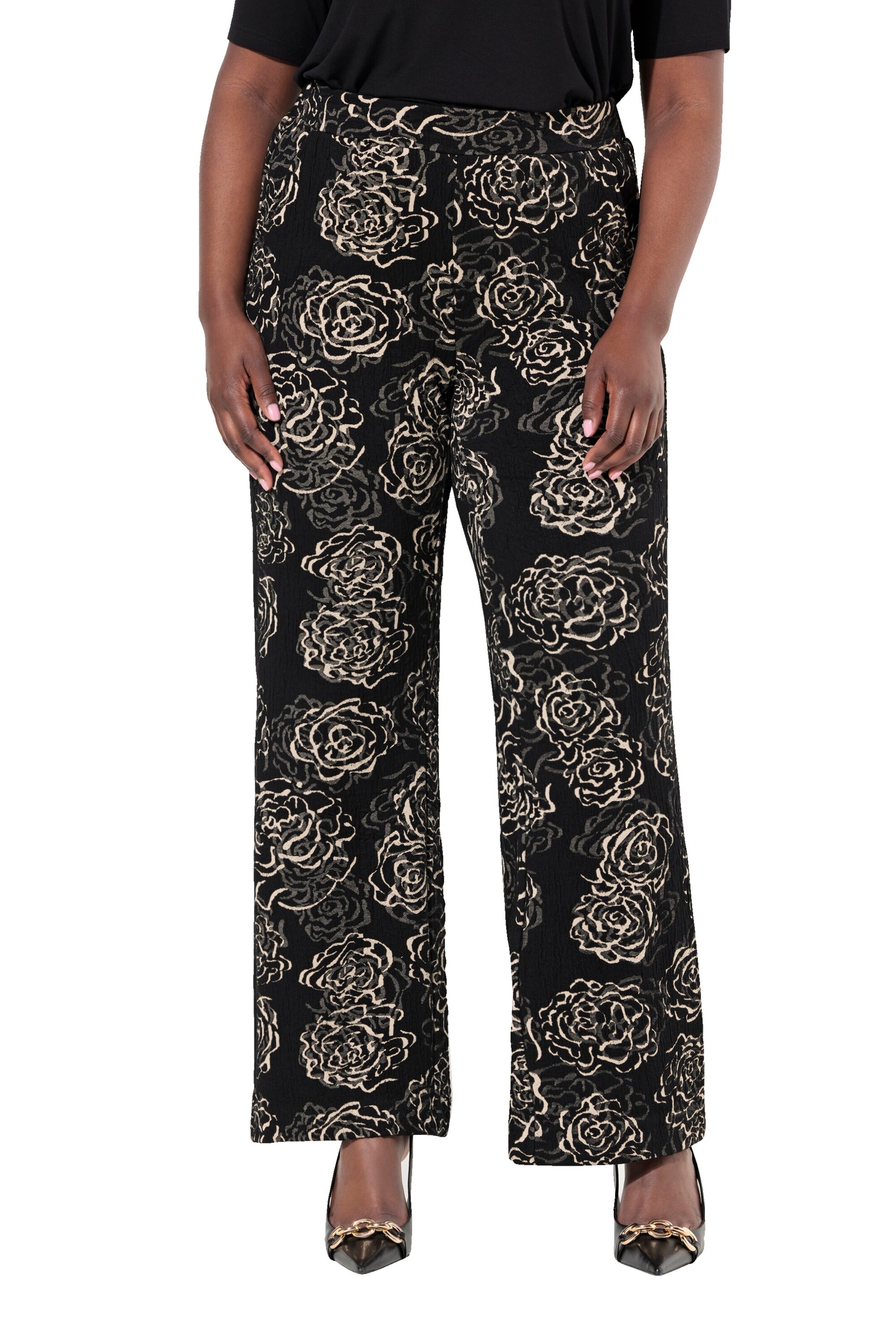 Ulla Popken Boot cut Pants in Black: front