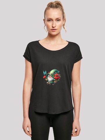 T-shirt 'Gnom Frühling Blumen Schmetterling' F4NT4STIC en noir : devant
