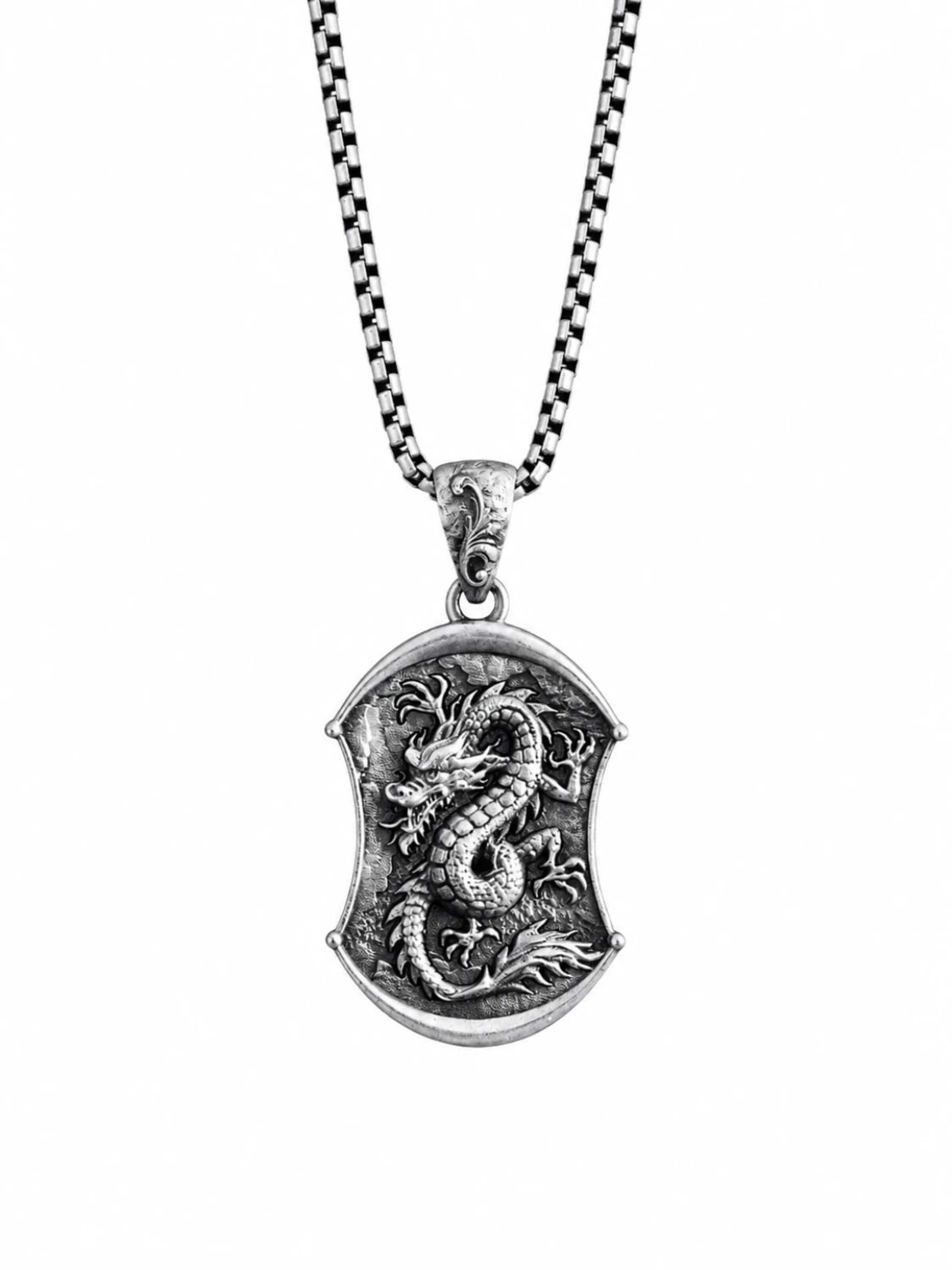 Ciondolo 'DRAGON' di REYTEL in argento: frontale