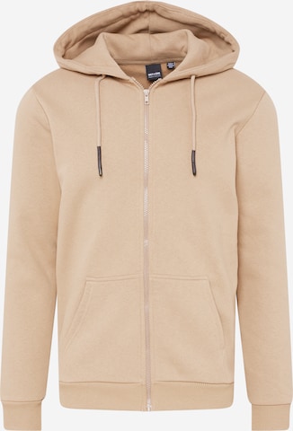 Only & Sons Zip-Up Hoodie 'CERES' in Beige: front