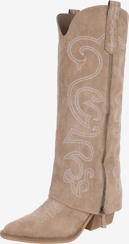 Ital-Design Cowboy Boots in Brown: front