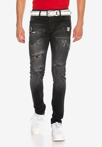 CIPO & BAXX Slimfit Jeans in Zwart: voorkant