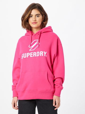 Sweat-shirt 'Stacked' Superdry en rose : devant