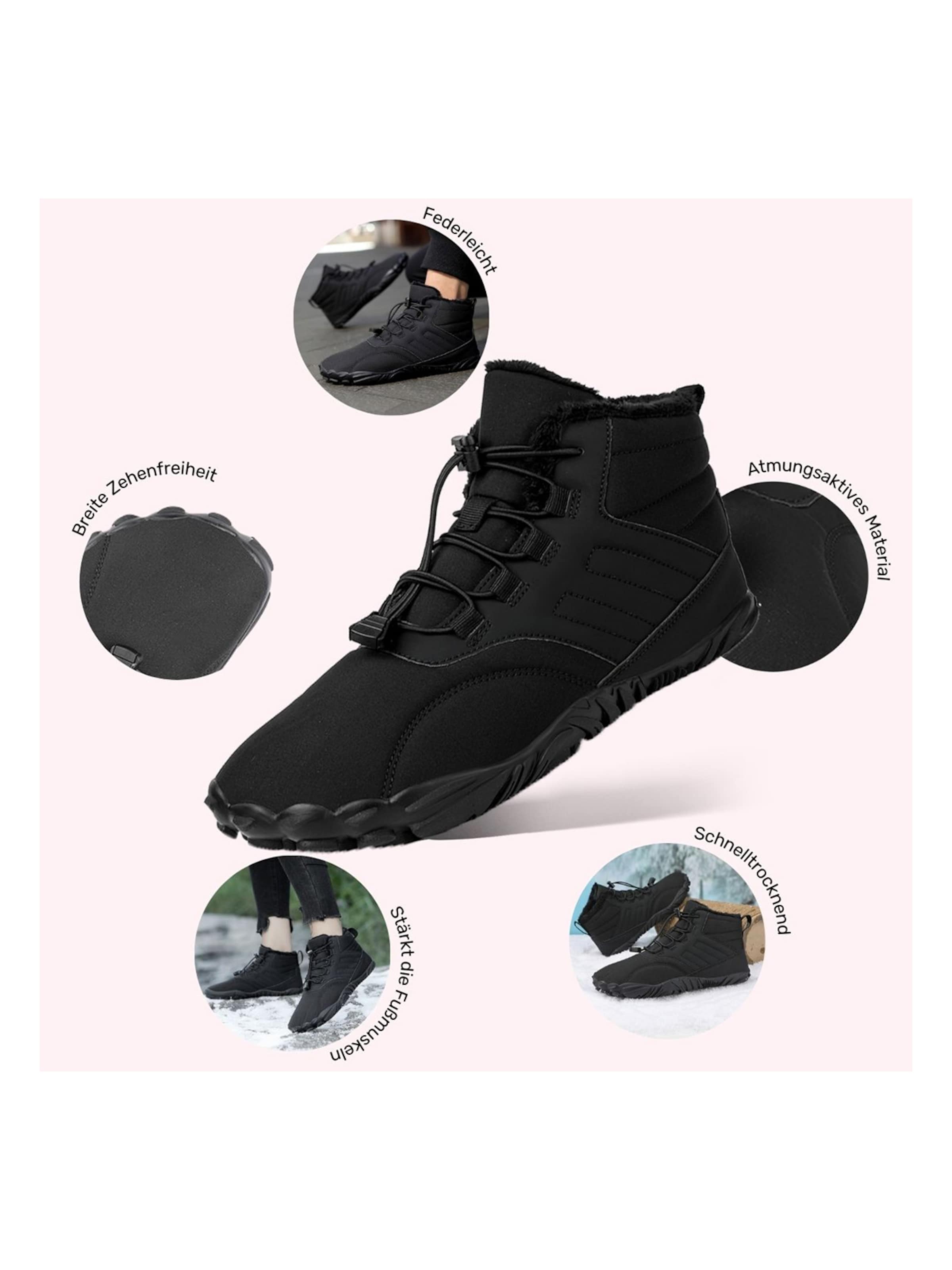 DOTALES Schnürstiefel 'DOTALES - TrekStep Barfußschuhe'‌‌‌‌‌‌‌ in Schwarz