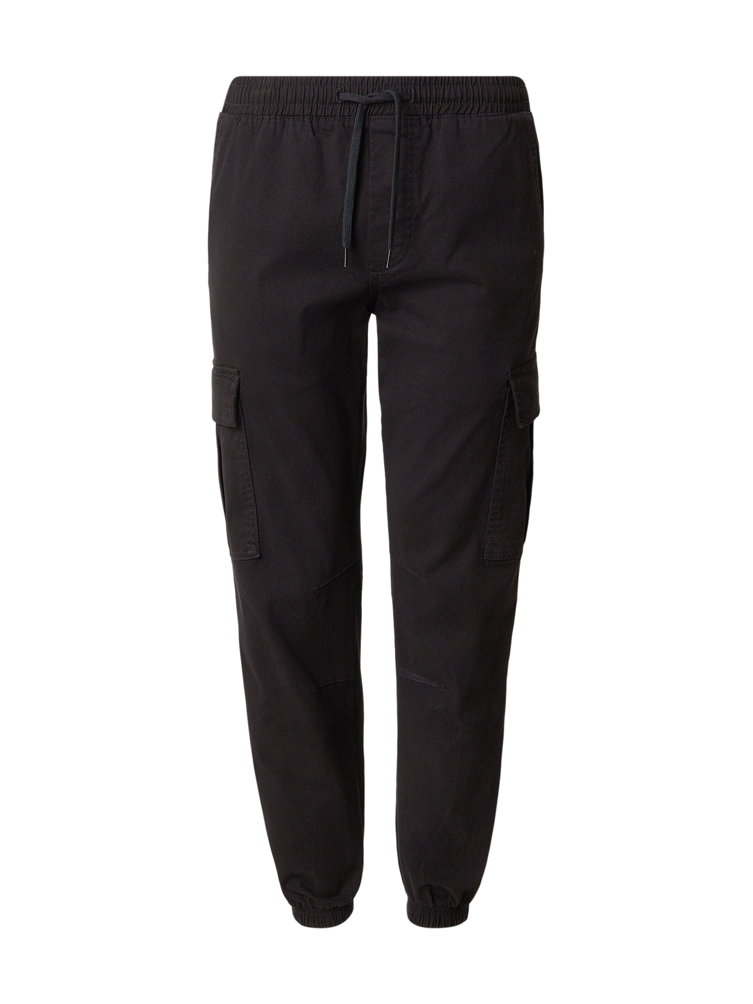 JACK & JONES - Tapered Pantalón cargo en negro: frente