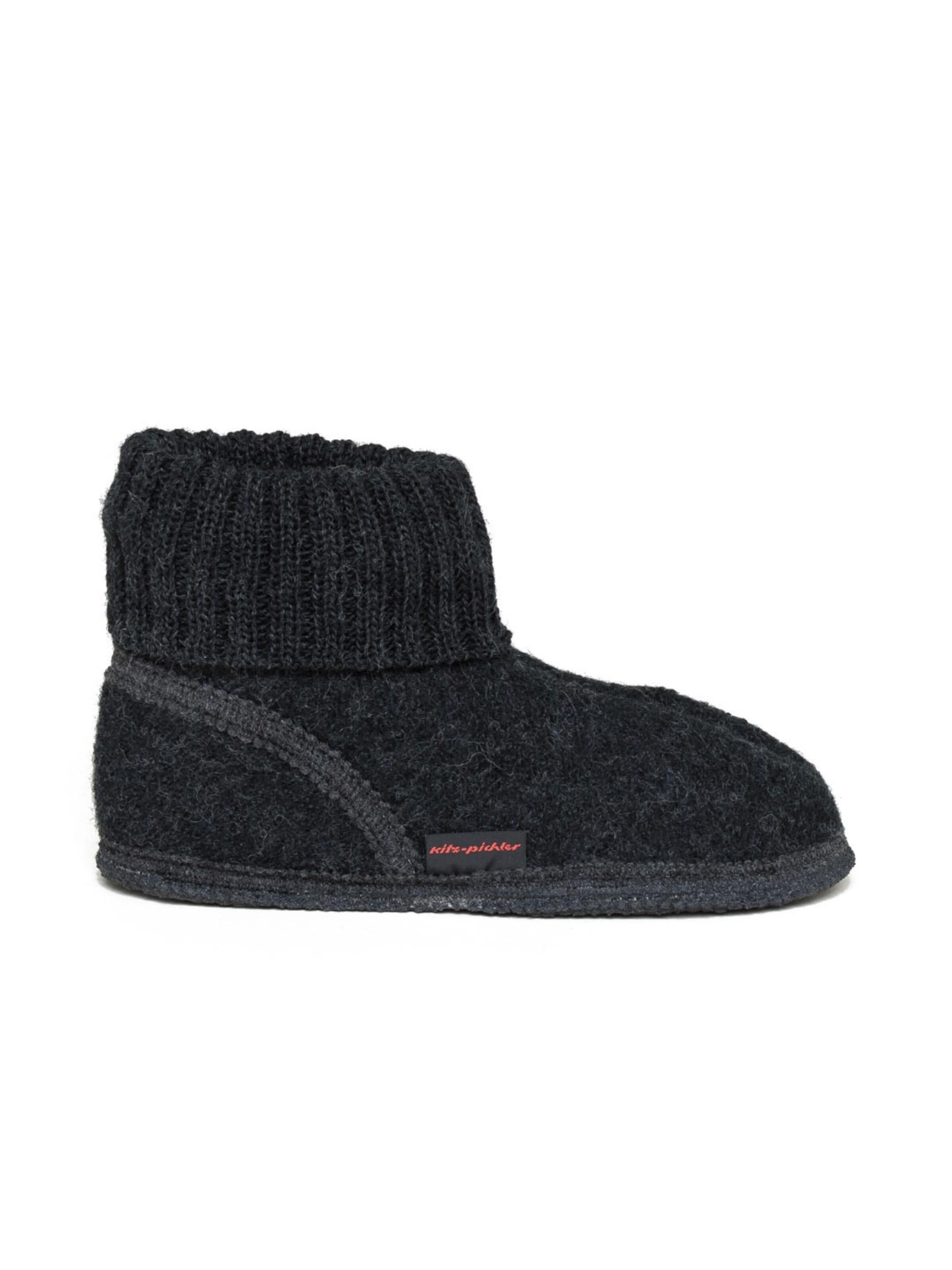 kitz-pichler Slippers 'Hüttenschuh Oetz' in Black