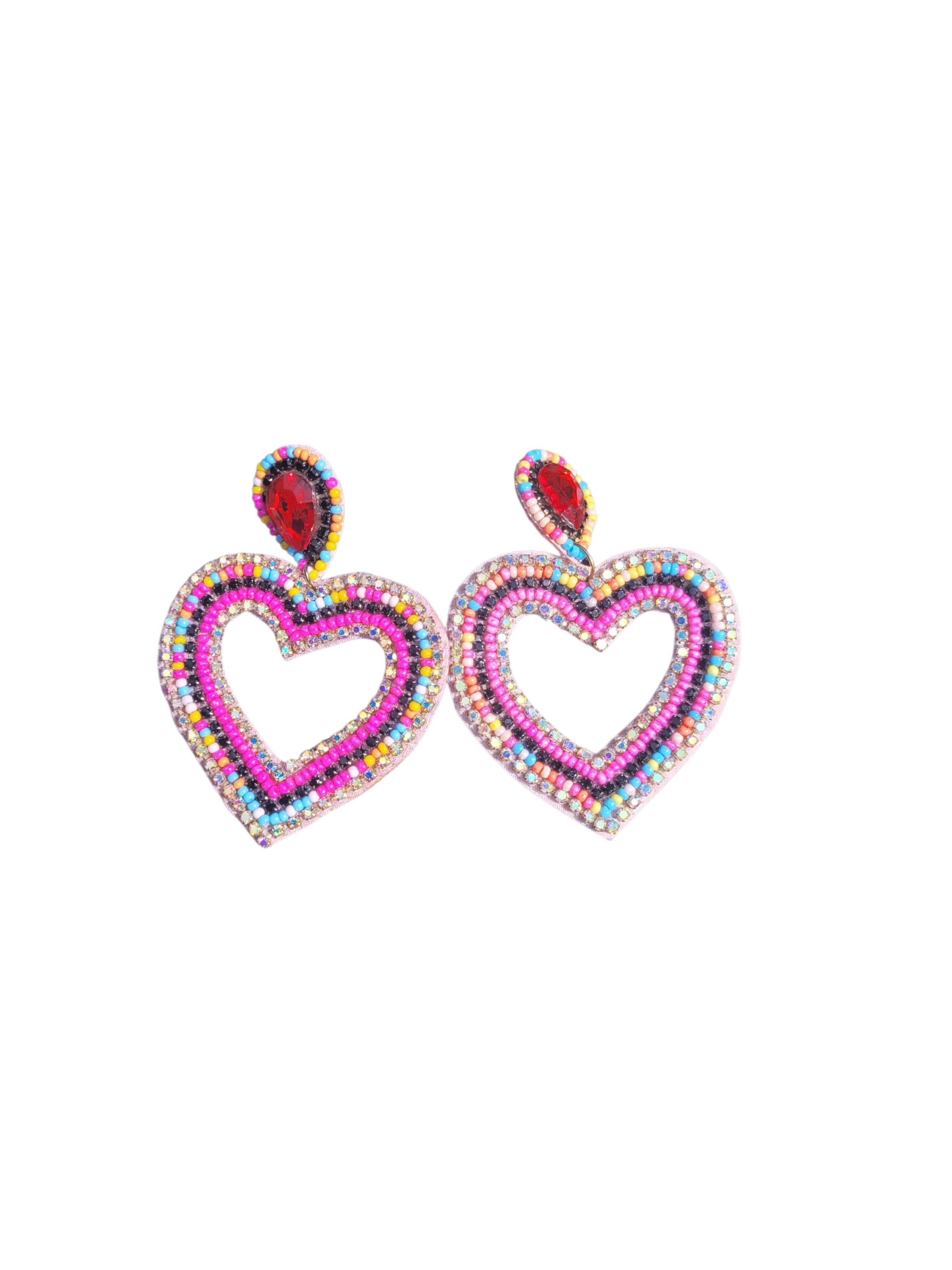 PfauGermany Ohrringe 'Heart Beat'‌‌‌‌‌ in Pink: Vorderseite