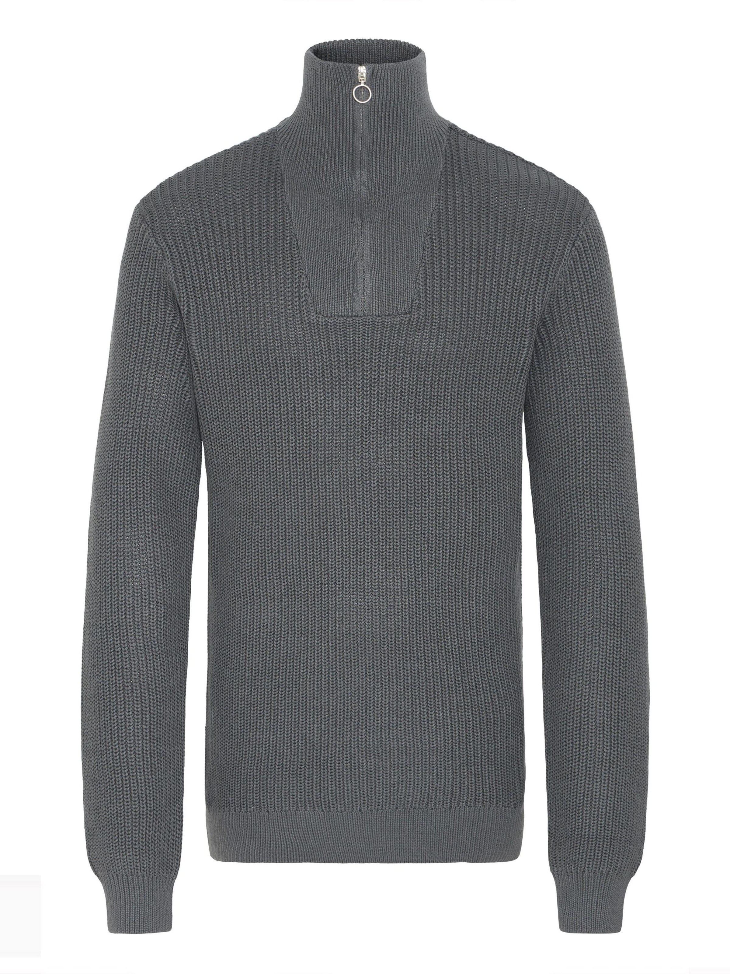 BLEND - Pullover ' BHDENO HALFZIPP ' em cinzento: frente