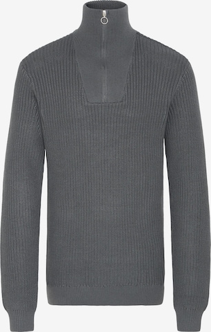 BLEND - Pullover ' BHDENO HALFZIPP ' em cinzento: frente