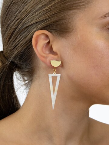 Boucles d'oreilles 'Acetat Agnes' Fräulein Wunder en beige : devant