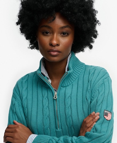 Superdry & Co Pull-over en L en turquoise, Vue avec produit